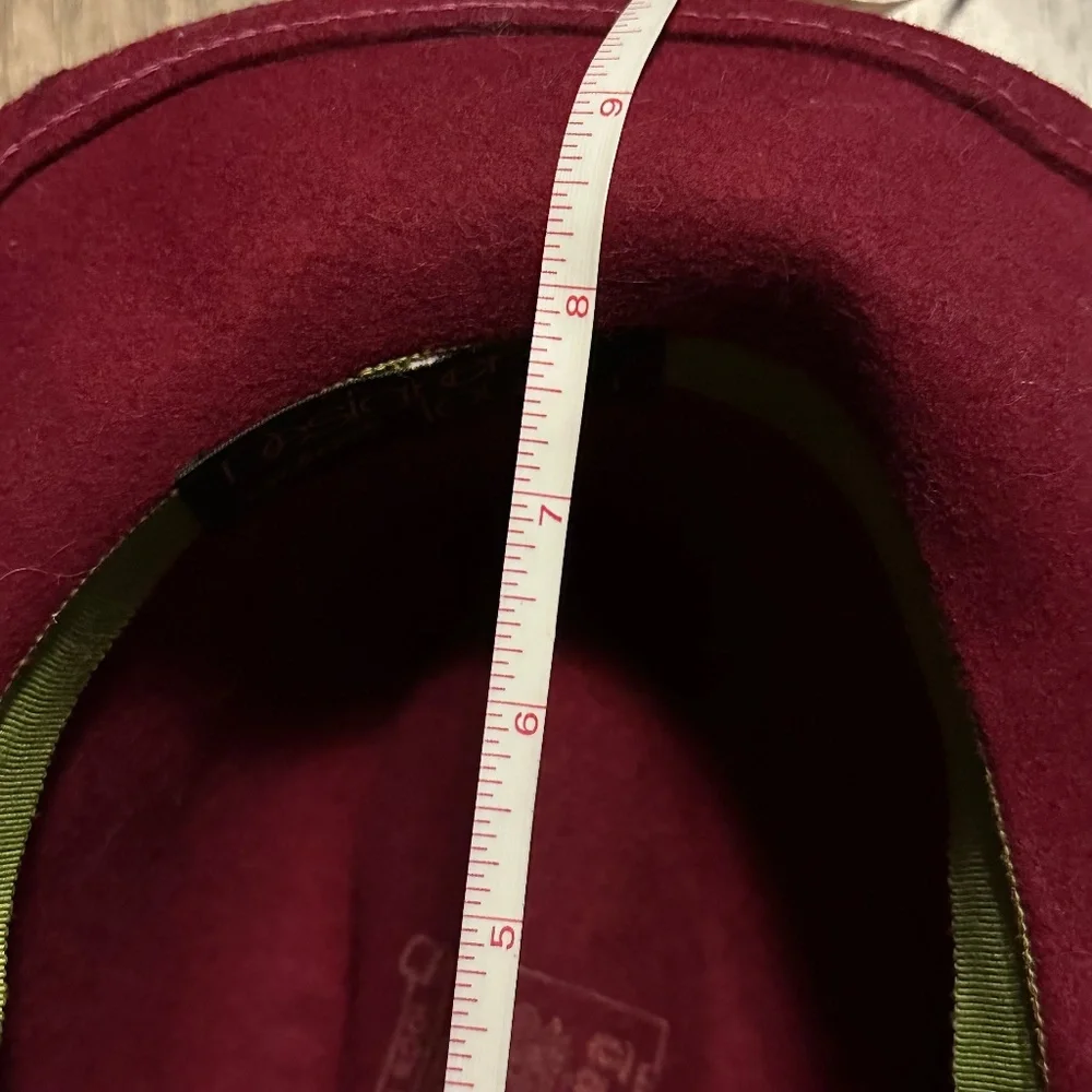 Tally Ho Vintage Burgundy Fedora Hat 100% Wool Made in Poland